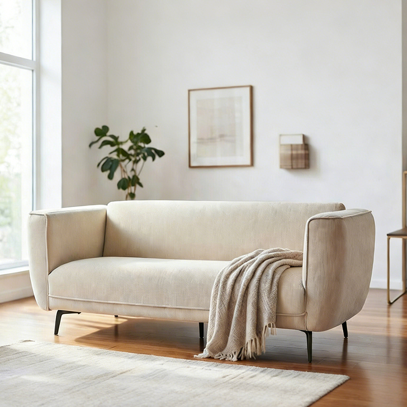 Modern manchesterklädd loveseats soffa med metallben
