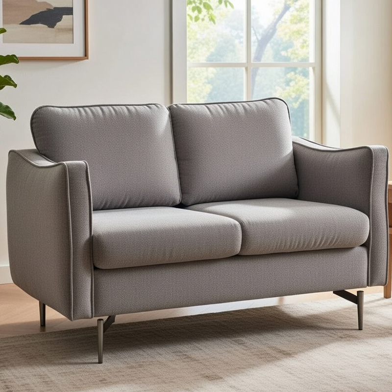 Klädd Mid Century Modern träram Loveseat för vardagsrum