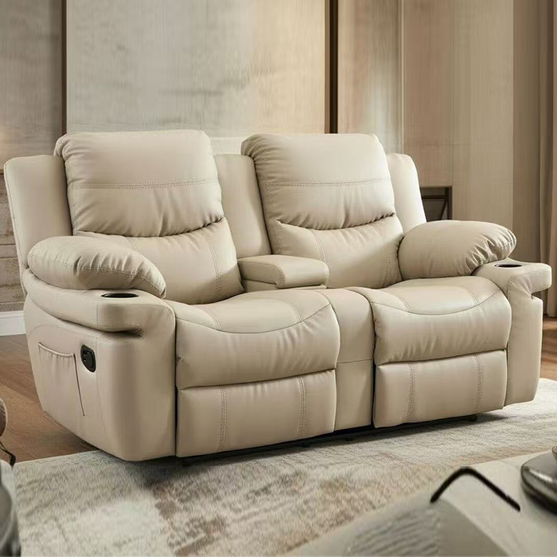 Läderklädd manuell rörelse Loveseat vilstol