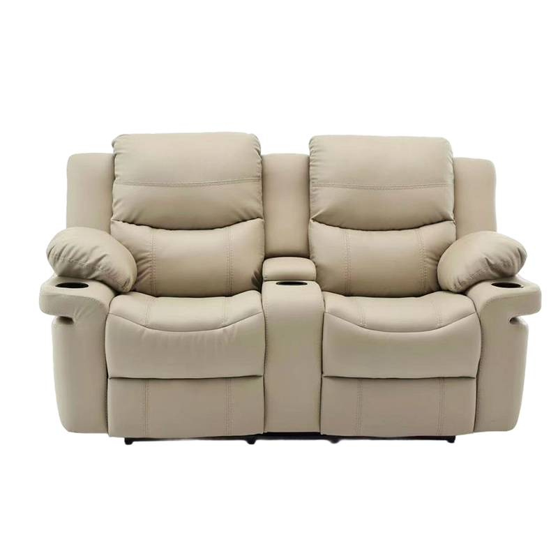 Läderklädd manuell rörelse Loveseat vilstol