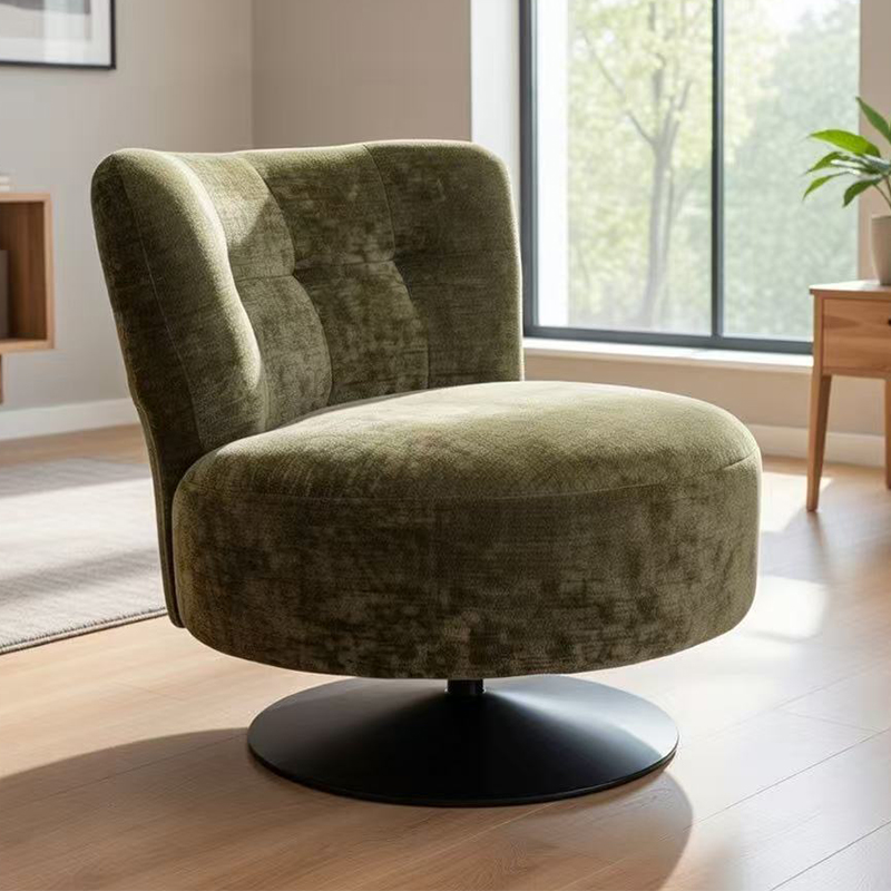 Sammetsklädd 360° Swivel Accent Chair
