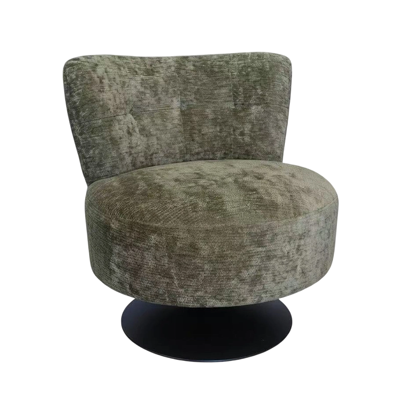 Sammetsklädd 360° Swivel Accent Chair